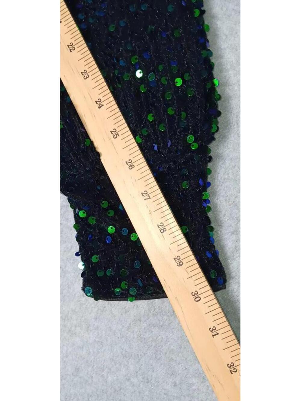 Sequin One Sleeve Fitted Dress Womens Size Large Green Blue Long Sleeve Cocktail - Picture 5 of 11
